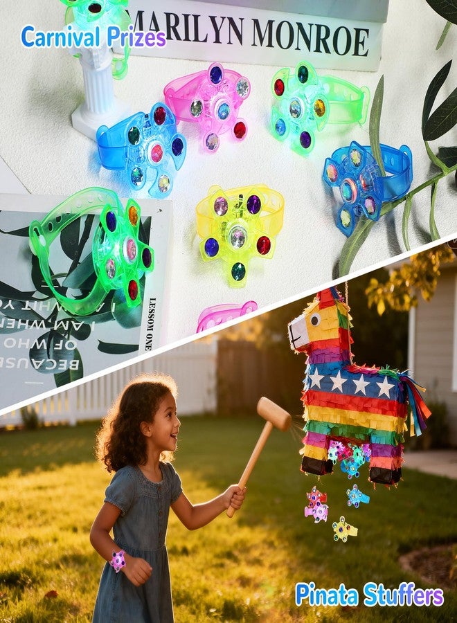 WELLVO 12 Pack LED Light Up Fidget Spinner Bracelets Party Favors for Kids 4-8 8-12, Glow in The Dark Party Supplies, Birthday Gifts, Treasure Box Toys, Goodie Bags Stuffers for Kids - Image 4